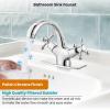 imagegotonovo Bathroom Sink Faucet Single Hole Double Cross Handle Knobs Lavatory Vessel Sink Mixer Tap Bathroom Faucet with Pop up Drain and Deck Cover Plate Polish GoldPolish Chrome