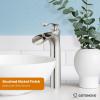 imagegotonovo Tall Bathroom Faucets for Sink 1 Hole Single Handle Modern Vessel Sink Faucets Waterfall Spout with Water Hoses Solid Brass Vanity Bar Deck Mount with Pop Up Drain Matte BlackBrushed Nickel