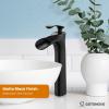 imagegotonovo Tall Bathroom Faucets for Sink 1 Hole Single Handle Modern Vessel Sink Faucets Waterfall Spout with Water Hoses Solid Brass Vanity Bar Deck Mount with Pop Up Drain Matte BlackMatte Black