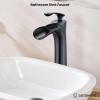 imagegotonovo Tall Bathroom Faucets for Sink 1 Hole Single Handle Modern Vessel Sink Faucets Waterfall Spout with Water Hoses Solid Brass Vanity Bar Deck Mount with Pop Up Drain Matte BlackOil Rubbed Bronze