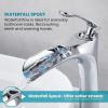 imagegotonovo Tall Bathroom Faucets for Sink 1 Hole Single Handle Modern Vessel Sink Faucets Waterfall Spout with Water Hoses Solid Brass Vanity Bar Deck Mount with Pop Up Drain Matte BlackPolish Chrome