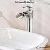 imagegotonovo Tall Bathroom Faucets for Sink 1 Hole Single Handle Modern Vessel Sink Faucets Waterfall Spout with Water Hoses Solid Brass Vanity Bar Deck Mount with Pop Up Drain Matte BlackBrushed Nickel