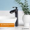 imagegotonovo Tall Bathroom Faucets for Sink 1 Hole Single Handle Modern Vessel Sink Faucets Waterfall Spout with Water Hoses Solid Brass Vanity Bar Deck Mount with Pop Up Drain Matte BlackOil Rubbed Bronze
