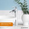 imagegotonovo Tall Bathroom Faucets for Sink 1 Hole Single Handle Modern Vessel Sink Faucets Waterfall Spout with Water Hoses Solid Brass Vanity Bar Deck Mount with Pop Up Drain Matte BlackPolish Chrome
