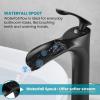 imagegotonovo Tall Bathroom Faucets for Sink 1 Hole Single Handle Modern Vessel Sink Faucets Waterfall Spout with Water Hoses Solid Brass Vanity Bar Deck Mount with Pop Up Drain Matte BlackMatte Black
