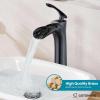 imagegotonovo Tall Bathroom Faucets for Sink 1 Hole Single Handle Modern Vessel Sink Faucets Waterfall Spout with Water Hoses Solid Brass Vanity Bar Deck Mount with Pop Up Drain Matte BlackOil Rubbed Bronze