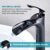 imagegotonovo Tall Bathroom Faucets for Sink 1 Hole Single Handle Modern Vessel Sink Faucets Waterfall Spout with Water Hoses Solid Brass Vanity Bar Deck Mount with Pop Up Drain Matte BlackOil Rubbed Bronze