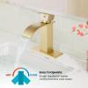 imagegotonovo Waterfall Bathroom Faucet Single Handle Bathroom Faucets for Sink 1 Hole Stainless Steel Modern Mixer Tap Wash Basin Faucet with Popup Drain Matte BlackBrushed Gold