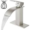 imagegotonovo Waterfall Bathroom Faucet Single Handle Bathroom Faucets for Sink 1 Hole Stainless Steel Modern Mixer Tap Wash Basin Faucet with Popup Drain Matte BlackBrushed Nickel
