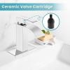 imagegotonovo Waterfall Bathroom Faucet Single Handle Bathroom Faucets for Sink 1 Hole Stainless Steel Modern Mixer Tap Wash Basin Faucet with Popup Drain Matte BlackPolish Chrome