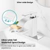 imagegotonovo Waterfall Bathroom Faucet Single Handle Bathroom Faucets for Sink 1 Hole Stainless Steel Modern Mixer Tap Wash Basin Faucet with Popup Drain Matte BlackPolish Chrome