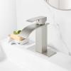 imagegotonovo Waterfall Bathroom Faucet Single Handle Bathroom Faucets for Sink 1 Hole Stainless Steel Modern Mixer Tap Wash Basin Faucet with Popup Drain Matte BlackBrushed Nickel