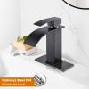 imagegotonovo Waterfall Bathroom Faucet Single Handle Bathroom Faucets for Sink 1 Hole Stainless Steel Modern Mixer Tap Wash Basin Faucet with Popup Drain Matte BlackOil Rubbed Bronze