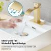 imagegotonovo Waterfall Bathroom Faucet Single Handle Bathroom Faucets for Sink 1 Hole Stainless Steel Modern Mixer Tap Wash Basin Faucet with Popup Drain Matte BlackBrushed Gold