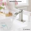 imagegotonovo Waterfall Bathroom Faucet Single Handle Bathroom Faucets for Sink 1 Hole Stainless Steel Modern Mixer Tap Wash Basin Faucet with Popup Drain Matte BlackBrushed Nickel
