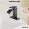 imagegotonovo Waterfall Bathroom Faucet Single Handle Bathroom Faucets for Sink 1 Hole Stainless Steel Modern Mixer Tap Wash Basin Faucet with Popup Drain Matte BlackOil Rubbed Bronze