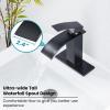 imagegotonovo Waterfall Bathroom Faucet Single Handle Bathroom Faucets for Sink 1 Hole Stainless Steel Modern Mixer Tap Wash Basin Faucet with Popup Drain Matte BlackOil Rubbed Bronze