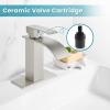 imagegotonovo Waterfall Bathroom Faucet Single Handle Bathroom Faucets for Sink 1 Hole Stainless Steel Modern Mixer Tap Wash Basin Faucet with Popup Drain Matte BlackBrushed Nickel
