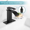 imagegotonovo Waterfall Bathroom Faucet Single Handle Bathroom Faucets for Sink 1 Hole Stainless Steel Modern Mixer Tap Wash Basin Faucet with Popup Drain Matte BlackMatte Black