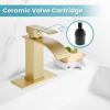 imagegotonovo Waterfall Bathroom Faucet Single Handle Bathroom Faucets for Sink 1 Hole Stainless Steel Modern Mixer Tap Wash Basin Faucet with Popup Drain Matte BlackBrushed Gold
