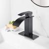 imagegotonovo Waterfall Bathroom Faucet Single Handle Bathroom Faucets for Sink 1 Hole Stainless Steel Modern Mixer Tap Wash Basin Faucet with Popup Drain Matte BlackOil Rubbed Bronze