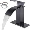 imagegotonovo Waterfall Bathroom Faucet Single Handle Bathroom Faucets for Sink 1 Hole Stainless Steel Modern Mixer Tap Wash Basin Faucet with Popup Drain Matte BlackOil Rubbed Bronze