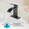 imagegotonovo Waterfall Bathroom Faucet Single Handle Bathroom Faucets for Sink 1 Hole Stainless Steel Modern Mixer Tap Wash Basin Faucet with Popup Drain Matte BlackOil Rubbed Bronze