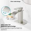 imagegotonovo Waterfall Bathroom Faucet Single Handle Bathroom Faucets for Sink 1 Hole Stainless Steel Modern Mixer Tap Wash Basin Faucet with Popup Drain Matte BlackBrushed Nickel