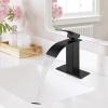 imagegotonovo Waterfall Bathroom Faucet Single Handle Bathroom Faucets for Sink 1 Hole Stainless Steel Modern Mixer Tap Wash Basin Faucet with Popup Drain Matte BlackMatte Black