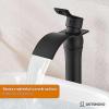 imagegotonovo Waterfall Vessel Sink Faucet for Sink 1 HoleSingle Handle Tall Bathroom Sink FaucetBrass Waterfall Bathroom Faucet Arc Body Mixer Tap with Pop Up Drain and Supply LinePolish GoldMatte Black