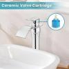 imagegotonovo Waterfall Vessel Sink Faucet for Sink 1 HoleSingle Handle Tall Bathroom Sink FaucetBrass Waterfall Bathroom Faucet Arc Body Mixer Tap with Pop Up Drain and Supply LinePolish GoldPolish Chrome