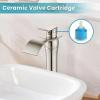 imagegotonovo Waterfall Vessel Sink Faucet for Sink 1 HoleSingle Handle Tall Bathroom Sink FaucetBrass Waterfall Bathroom Faucet Arc Body Mixer Tap with Pop Up Drain and Supply LinePolish GoldBrushed Nickel