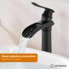 imagegotonovo Waterfall Vessel Sink Faucet for Sink 1 HoleSingle Handle Tall Bathroom Sink FaucetBrass Waterfall Bathroom Faucet Round Body Mixer Tap with Pop Up Drain and Supply LineMatte BlackMatte Black