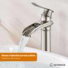imagegotonovo Waterfall Vessel Sink Faucet for Sink 1 HoleSingle Handle Tall Bathroom Sink FaucetBrass Waterfall Bathroom Faucet Round Body Mixer Tap with Pop Up Drain and Supply LineMatte BlackBrushed Nickel