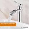 imagegotonovo Waterfall Vessel Sink Faucet for Sink 1 HoleSingle Handle Tall Bathroom Sink FaucetBrass Waterfall Bathroom Faucet Round Body Mixer Tap with Pop Up Drain and Supply LineMatte BlackPolish Chrome