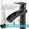 imagegotonovo Waterfall Vessel Sink Faucet for Sink 1 HoleSingle Handle Tall Bathroom Sink FaucetBrass Waterfall Bathroom Faucet Round Body Mixer Tap with Pop Up Drain and Supply LineMatte BlackOil Rubbed Bronze