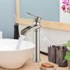 imagegotonovo Waterfall Vessel Sink Faucet for Sink 1 HoleSingle Handle Tall Bathroom Sink FaucetBrass Waterfall Bathroom Faucet Round Body Mixer Tap with Pop Up Drain and Supply LineMatte BlackBrushed Nickel