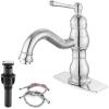 imagegotonovo Bathroom Sink Faucet 1 Hole Single Handle Lavatory Vanity Faucet 360 Swivel Basin Mixer Tap with Pop Up Drain Bathroom Faucet 71 Inch Spout Reach Oil Rubbed BronzePolish Chrome