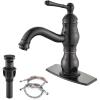 imagegotonovo Bathroom Sink Faucet 1 Hole Single Handle Lavatory Vanity Faucet 360 Swivel Basin Mixer Tap with Pop Up Drain Bathroom Faucet 71 Inch Spout Reach Oil Rubbed BronzeOil Rubbed Bronze