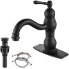 imagegotonovo Bathroom Sink Faucet 1 Hole Single Handle Lavatory Vanity Faucet 360 Swivel Basin Mixer Tap with Pop Up Drain Bathroom Faucet 71 Inch Spout Reach Oil Rubbed BronzeMatte Black
