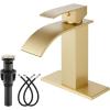 imagegotonovo Waterfall Bathroom Faucet Single Handle Bathroom Faucets for Sink 1 Hole Stainless Steel Modern Mixer Tap Wash Basin Faucet with Popup Drain Matte BlackBrushed Gold