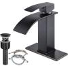 imagegotonovo Waterfall Bathroom Faucet Single Handle Bathroom Faucets for Sink 1 Hole Stainless Steel Modern Mixer Tap Wash Basin Faucet with Popup Drain Matte BlackOil Rubbed Bronze