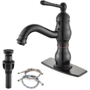 imagegotonovo Bathroom Sink Faucet 1 Hole Single Handle Lavatory Vanity Faucet 360 Swivel Basin Mixer Tap with Pop Up Drain Bathroom Faucet 71 Inch Spout Reach Oil Rubbed BronzeOil Rubbed Bronze