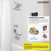 imagegotonovo Tub Shower Faucet Set Shower Head and Handle Set 6 Modes 6 inch Shower Head Kit with Tub Spout High Pressure Shower System Combo Shower Trim Kit with Valve Square Shower Head Brushed NickelBrushed Nickel