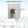 imagegotonovo Tub Shower Faucet Set Shower Head and Handle Set 6 Modes 6 inch Shower Head Kit with Tub Spout High Pressure Shower System Combo Shower Trim Kit with Valve Square Shower Head Brushed NickelBrushed Nickel