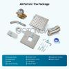 imagegotonovo Tub Shower Faucet Set Shower Head and Handle Set 6 Modes 6 inch Shower Head Kit with Tub Spout High Pressure Shower System Combo Shower Trim Kit with Valve Square Shower Head Brushed NickelBrushed Nickel