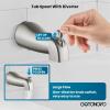 imagegotonovo Tub Shower Faucet Set Shower Head and Handle Set 6 Modes 6 inch Shower Head Kit with Tub Spout High Pressure Shower System Combo Shower Trim Kit with Valve Square Shower Head Brushed NickelBrushed Nickel