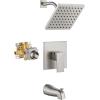 imagegotonovo Tub Shower Faucet Set Shower Head and Handle Set 6 Modes 6 inch Shower Head Kit with Tub Spout High Pressure Shower System Combo Shower Trim Kit with Valve Square Shower Head Brushed NickelBrushed Nickel