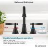 imagegotonovo 8 Inch Widespread Bathroom Faucet 3 Hole 2 Lever Handles Bathroom Sink Faucet with Pop Up Drain and Supply Hoses Modern Lavatory Mixer Tap Polish ChromeMatte Black