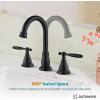 imagegotonovo 8 Inch Widespread Bathroom Faucet 3 Hole 2 Lever Handles Bathroom Sink Faucet with Pop Up Drain and Supply Hoses Modern Lavatory Mixer Tap Polish ChromeMatte Black